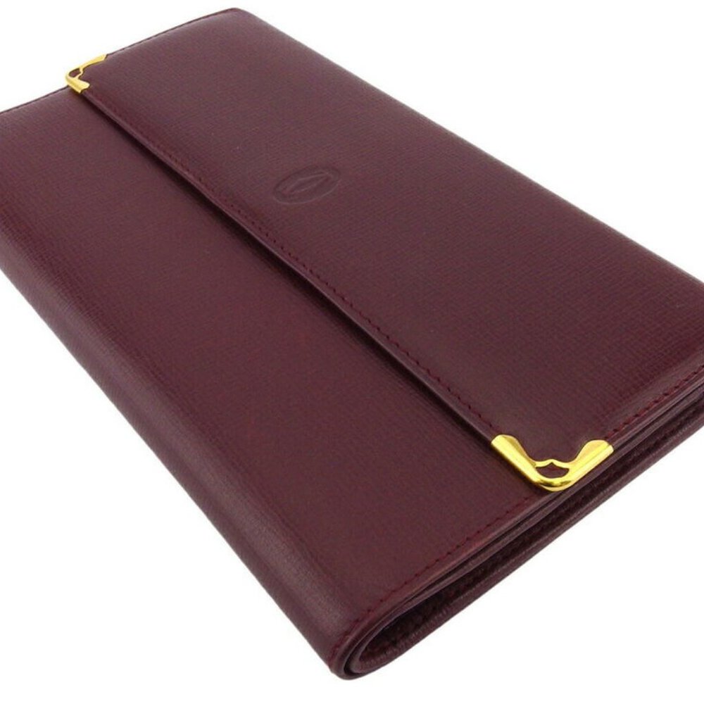 Cartier Long Wallet Mastline Bordeaux Leather Aut… - image 4